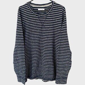 Samsoe Striped Crewneck Long Sleeve Sweatshirt Pullover Navy Blue White Men's XL